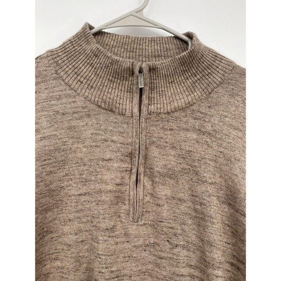 Hawker Rye Sweater  Heather Beige/ Brown Half Zip‎ Mock Neck Size XXL - Picture 2 of 6